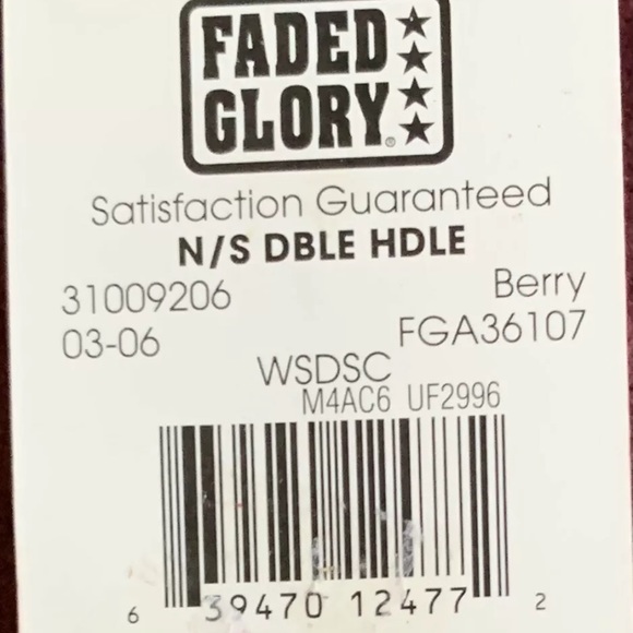 New Faded Glory Red Berry Suede Tote Purse Handbag Double Brown Handles - Picture 6 of 9